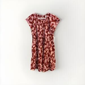 Time and Tru Crewneck Mini Dress with Pockets XXL Dusky Violet Floral Artsy Boho